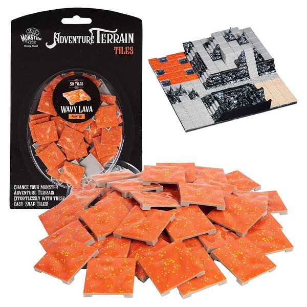 Monster Adventure Terrain: Painted: Wavy Lava Tiles (50pc)