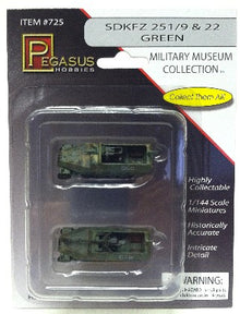 1/144 SdKfz 251/9 & 22 Halftrack (Green Camouflage) (2) (Assembled)