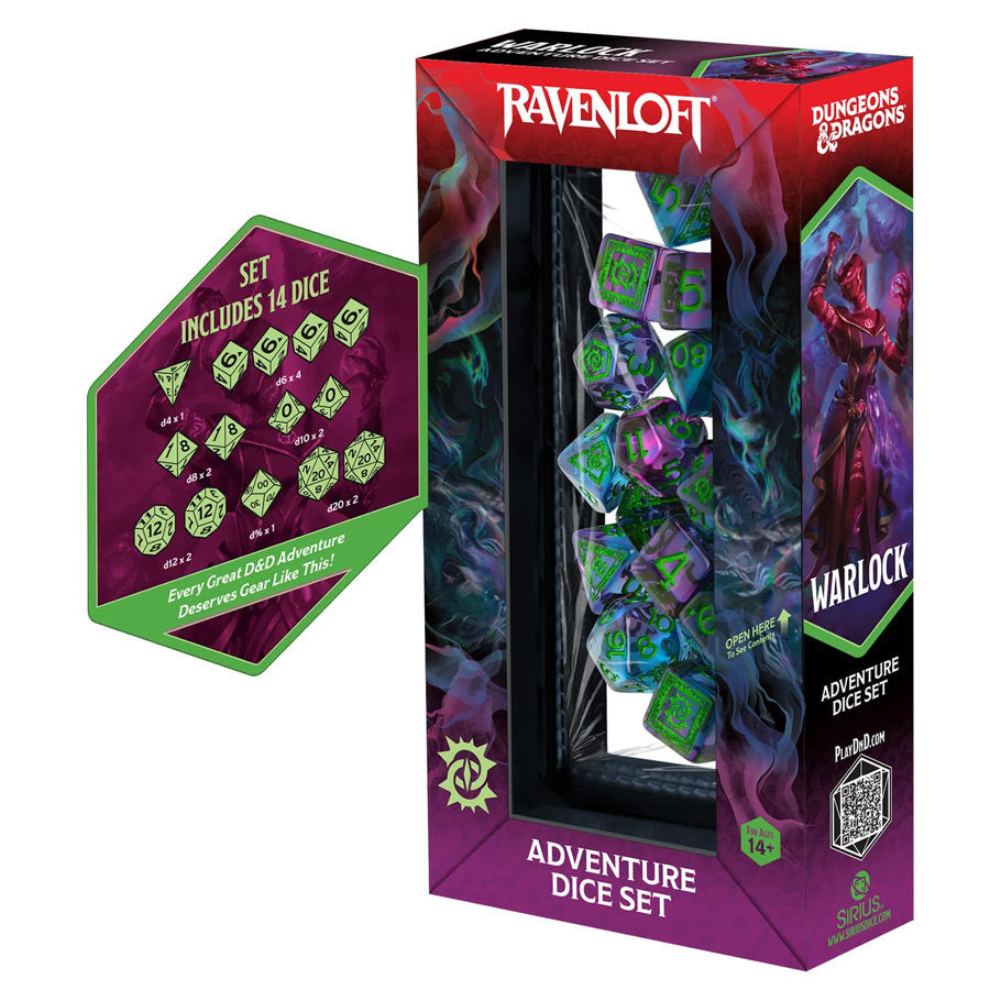 7-Set Adventure Dice: Warlock: Purple/Green
