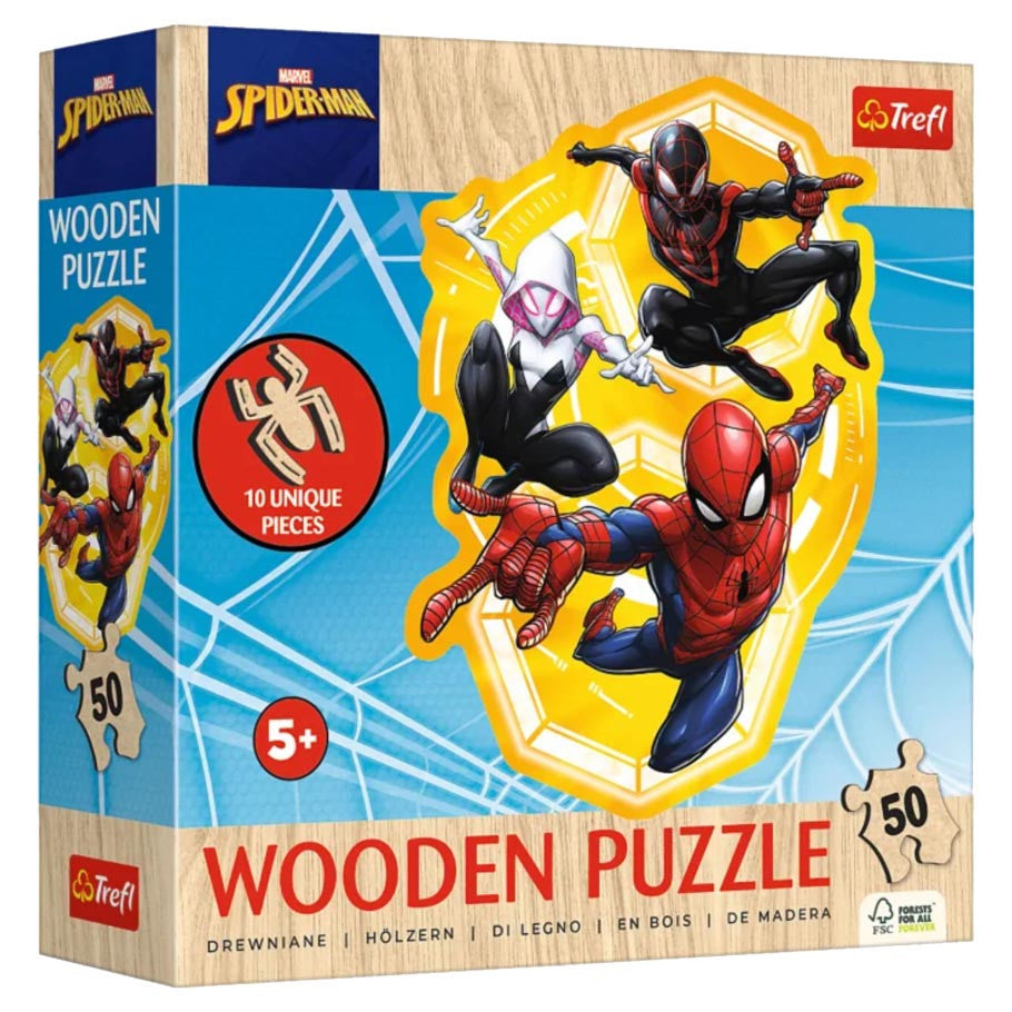 Puzzle: Marvel: Trefl Wooden: Spider-Man Ready In Action 50 Piece