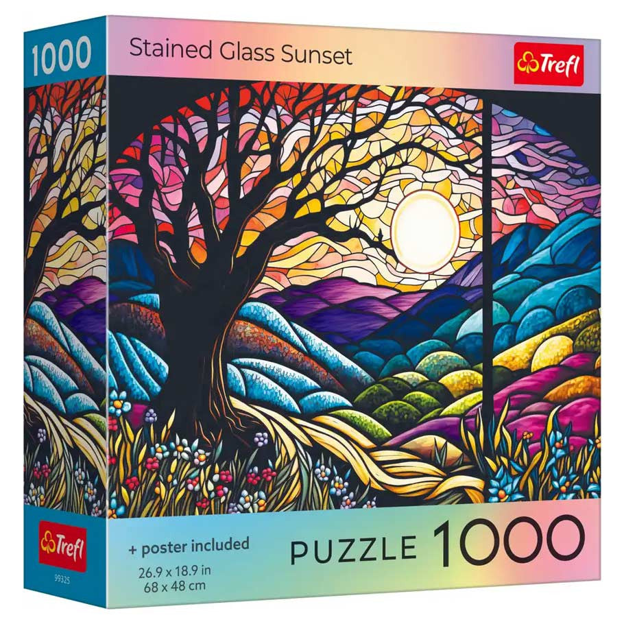 Puzzle: Stained Glass Sunset 1000 Piece (Trefl Red)