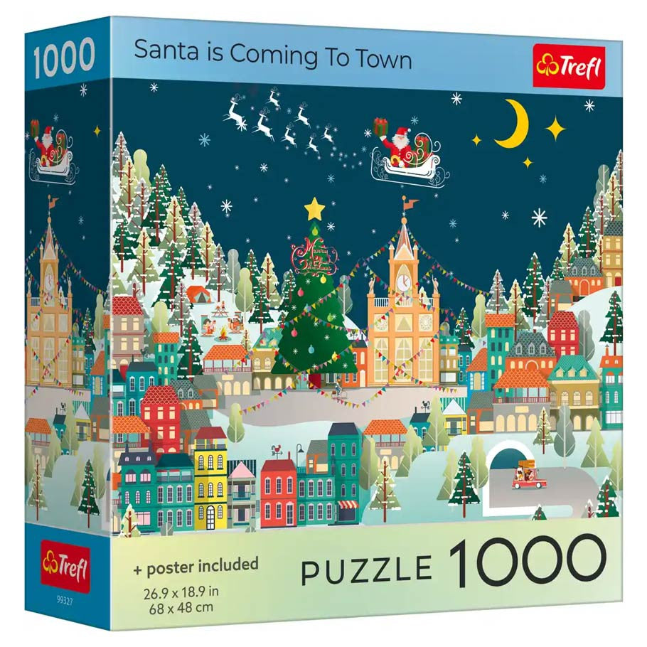 Puzzle: Santa is Coming to Town 1000 Piece with Poster (Trefl Red)