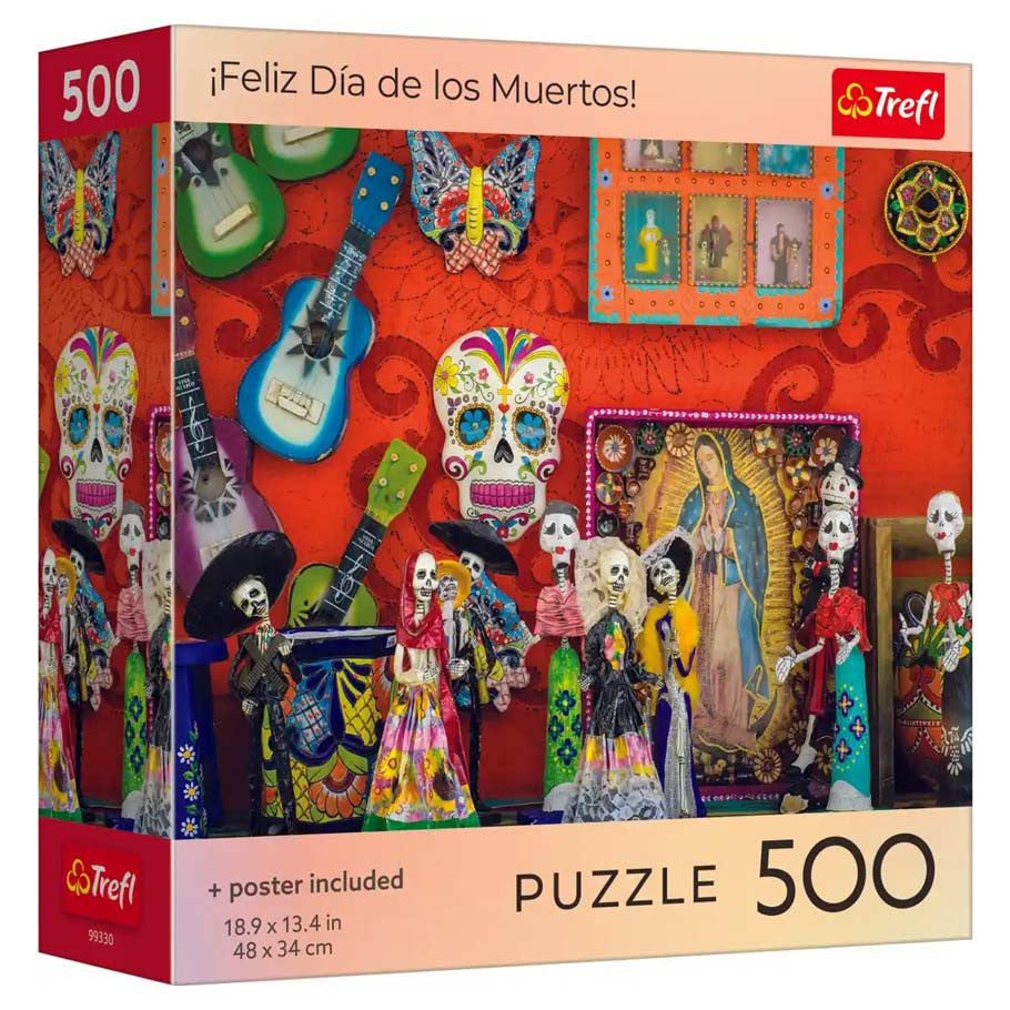 Puzzle: ¡Feliz Día de los Muertos! 500 Piece with Poster (Trefl Red)