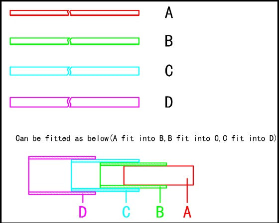 Brass Pipe Set #4: 1.1mm 1.6mm 2.1mm 2.6mm (1ea)