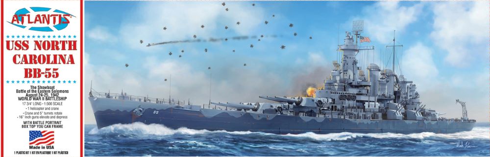 1/500 USS North Carolina BB55 WWII Battleship Battle of the Eastern Solomons (Formerly Renwal)