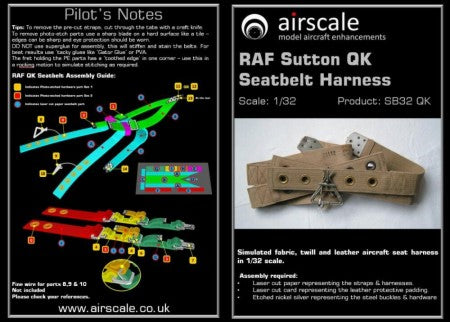 1/32 RAF Sutton QK Seatbelts Harness (Laser Cut Paper & Photo-Etch)