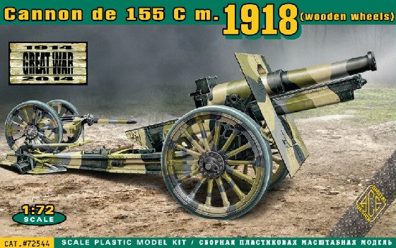 1/72 French Cannon de 155C Mod 1918 Howitzer w/Wooden-Type Wheels