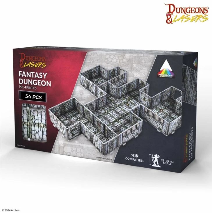 Dungeons & Lasers: Fantasy Dungeon Pre-Painted Walls & Terrain 28-32mm (54pcs)