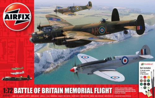 1/72 RAF Avro Lancaster Spitfire Mk IIa Spitfire PR XIX Aircraft Battle of Britain Memorial Flight Gift Set w/paint & glue
