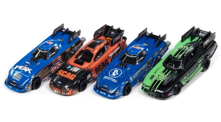 HO 4-Gear 2023 NHRA Funny Cars Slot Car Assortment - Series #1 (12 Total)