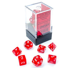 7-set Cube Mini Translucent Red with White By Chessex Manufacturing