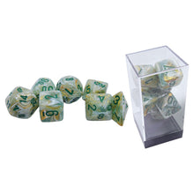 7-set Mega Hedrals: Marble Green/dark green By Chessex Manufacturing