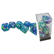 7-set Mega Hedrals: Festive Waterlily/white By Chessex Manufacturing