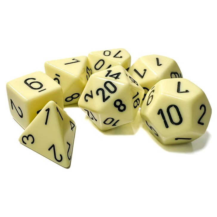 7-set Opaque Polyhedral Pastel Yellow/black By Chessex Manufacturing