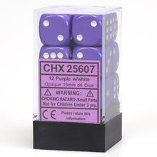 D6 Cube 16mm Opaque Purple With White (12) - Cats In Hat Inc.