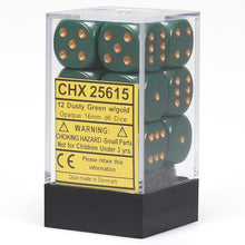 D6 Cube 16mm Opaque Dusty Green With Copper (12) - Cats In Hat Inc.