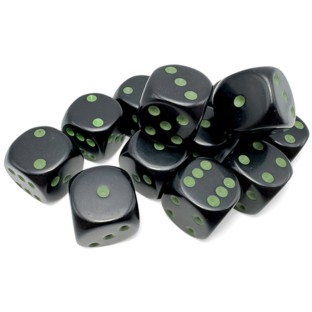 d6Cube 16mm Opaque Black with green (12)