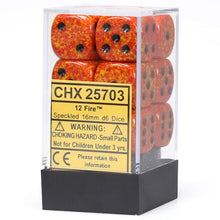 D6 Cube 16mm Speckled Fire (12) - Cats In Hat Inc.