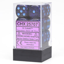 D6 Cube 16mm Speckled Cobalt (12) - Cats In Hat Inc.