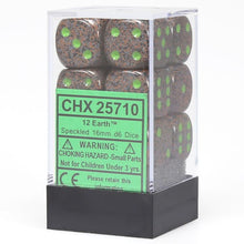 D6 Cube 16mm Speckled Earth (12) - Cats In Hat Inc.