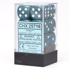 D6 Cube 16mm Speckled Sea (12) - Cats In Hat Inc.