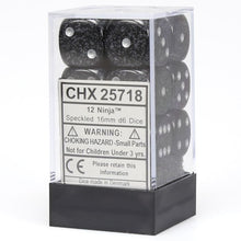 D6 Cube 16mm Speckled Ninja (12) - Cats In Hat Inc.