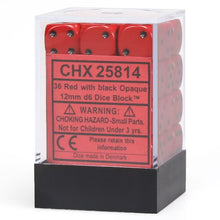D6 Cube 12mm Opaque Red With Black (36) - Cats In Hat Inc.