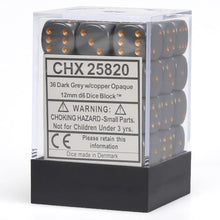 D6 Cube 12mm Opaque Dark Grey With Copper (36) - Cats In Hat Inc.