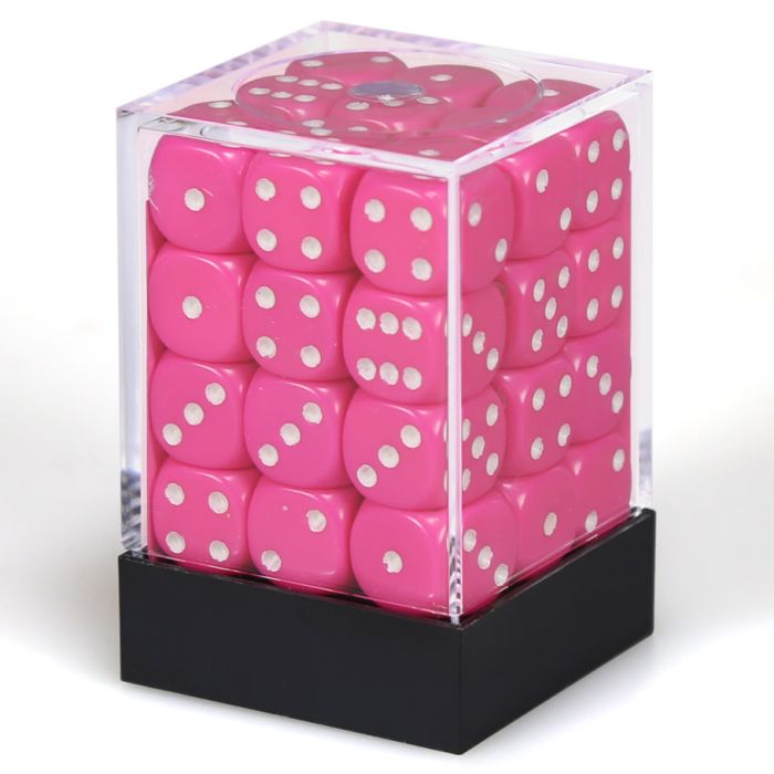 D6 Cube 12mm Opaque Pink With White (36)