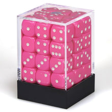 D6 Cube 12mm Opaque Pink With White (36) - Cats In Hat Inc.
