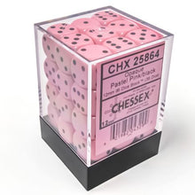 d6 Cube 12mm Opaque Pastel Pink/black (36) By Chessex Manufacturing