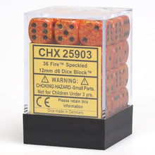 D6 Cube 12mm Speckled Fire (36) - Cats In Hat Inc.