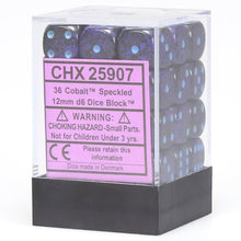 D6 Cube 12mm Speckled Cobalt (36) - Cats In Hat Inc.