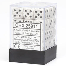 D6 Cube 12mm Speckled Arctic Camo (36) - Cats In Hat Inc.