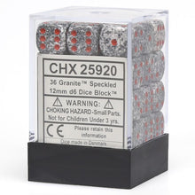 D6 Cube 12mm Speckled Granite (36) - Cats In Hat Inc.