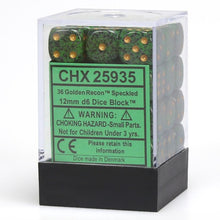 D6 Cube 12mm Speckled Golden Recon (36) - Cats In Hat Inc.