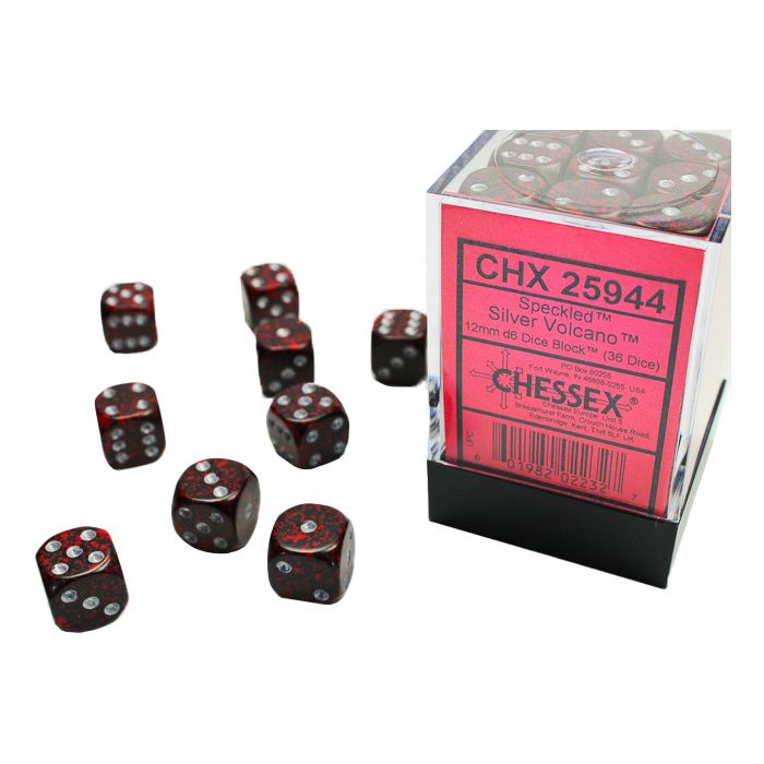 D6 Cube 12mm Speckled Silver Volcano (36)