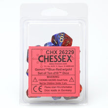 D10 Clamshell Gemini Blue And Red With Gold (10) - Cats In Hat Inc.