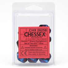 d10 Clamshell Gemini Black Starlight with Red(10) By Chessex Manufacturing