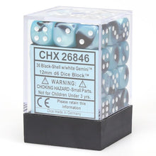 D6 Cube 12mm Gemini Black And Shell With White (12) - Cats In Hat Inc.