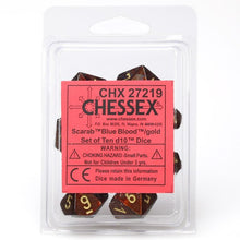 D10 Clamshell Scarab Blue Blood With Gold (10) - Cats In Hat Inc.