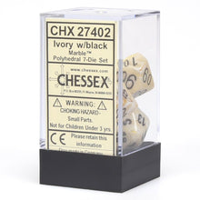 7-Set Cube Marble Ivory with Black By Chessex Manufacturing