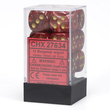 D6 Cube 16mm Vortex Burgandy With Gold (12) - Cats In Hat Inc.