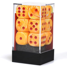 D6 Cube 16mm Festive Sunburst With Red (12) - Cats In Hat Inc.