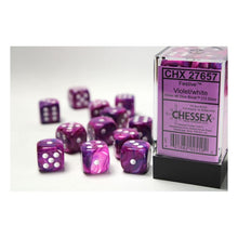 D6 Cube 16mm Festive Violet With White (12) - Cats In Hat Inc.