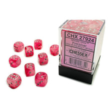 D6 Cube 12mm Ghostly Glow Pink With Silver (36) - Cats In Hat Inc.