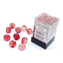 D6 Cube 12mm Luminary Nebula Red With White (36) - Cats In Hat Inc.
