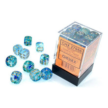 D6 Cube 12mm Luminary Nebula Oceanic With Gold (36) - Cats In Hat Inc.