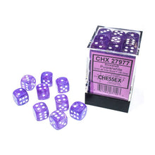 D6 Cube 12mm Borealis Luminary Purple With White (36) - Cats In Hat Inc.
