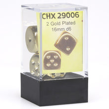 d6 Cube 16mm Gold Plated (2) By Chessex Manufacturing
